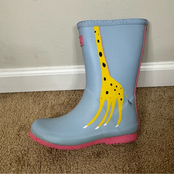 Joules Giraffe Light Blue Rain Boot size US 4 - Picture 9 of 14